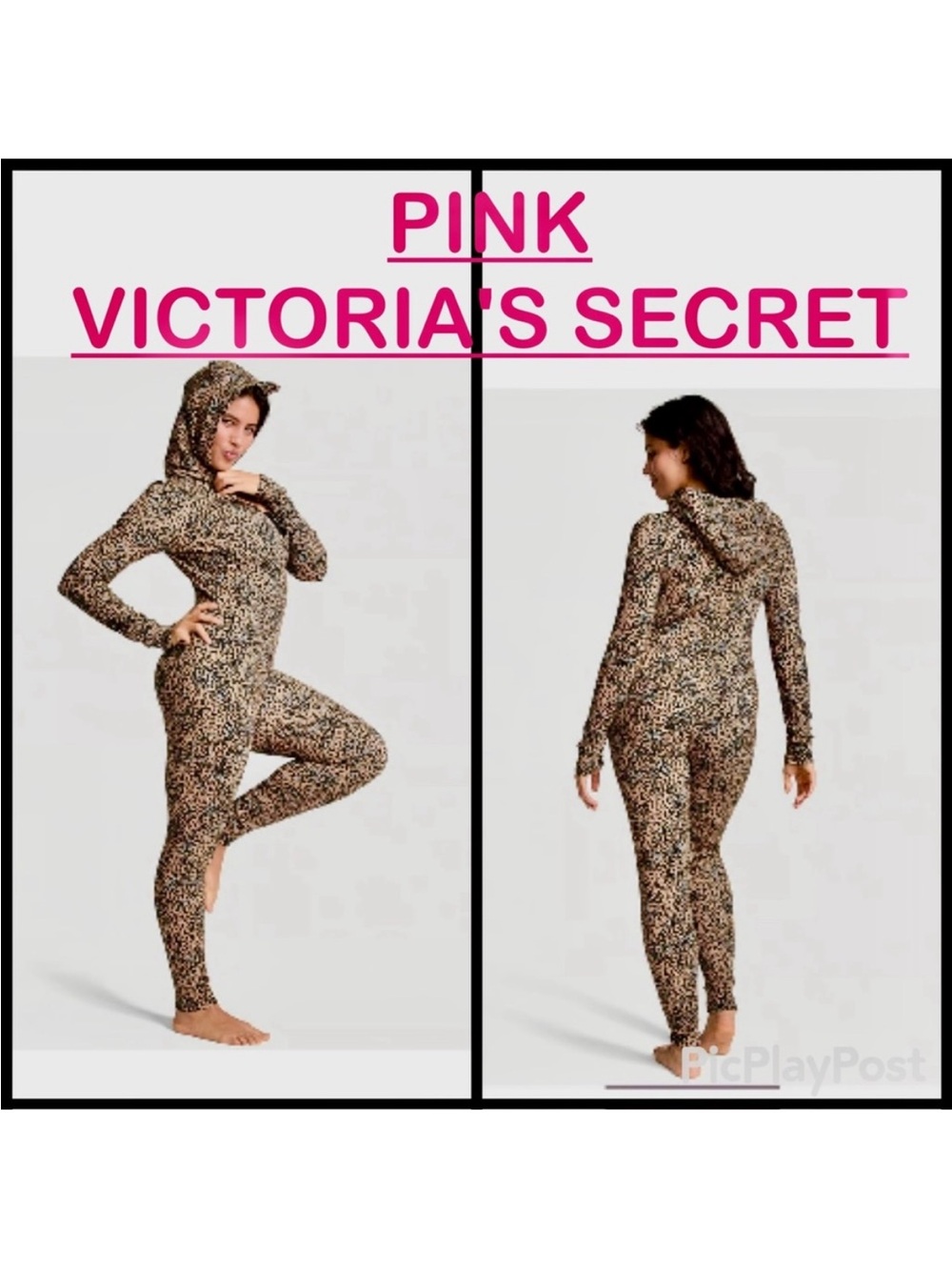 NWT Victoria’s Secret PINK Leopard Print One Piece Sexy Bodysuit Onsie Cat ears